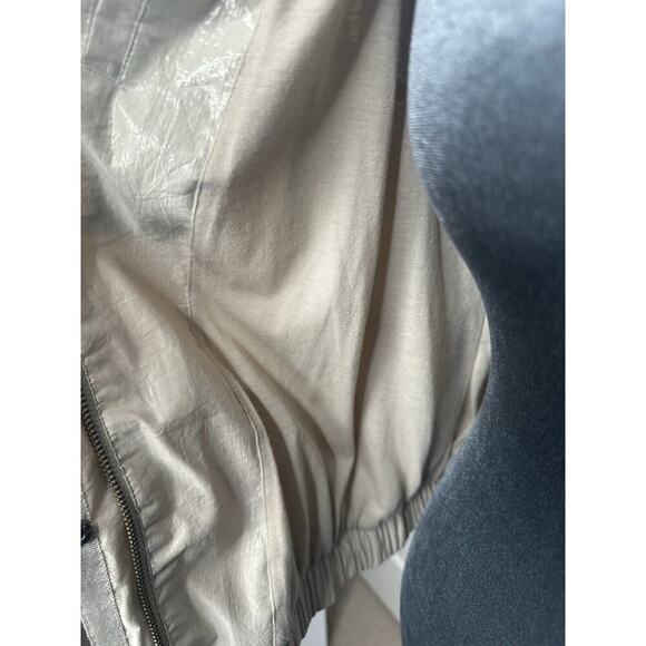 Chico's Metallic Shimmer Utility Jacket Womens Sz 2 (L) Champagne Hooded Hidden - Picture 14 of 15